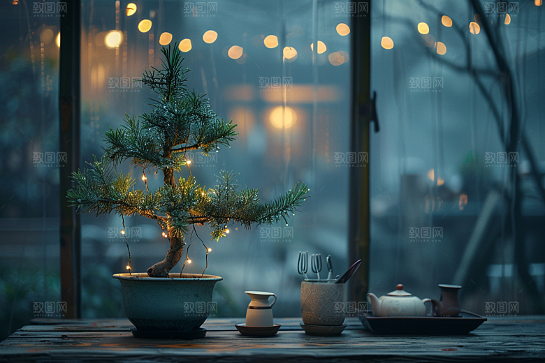 黑松盆景高清日式摄影图