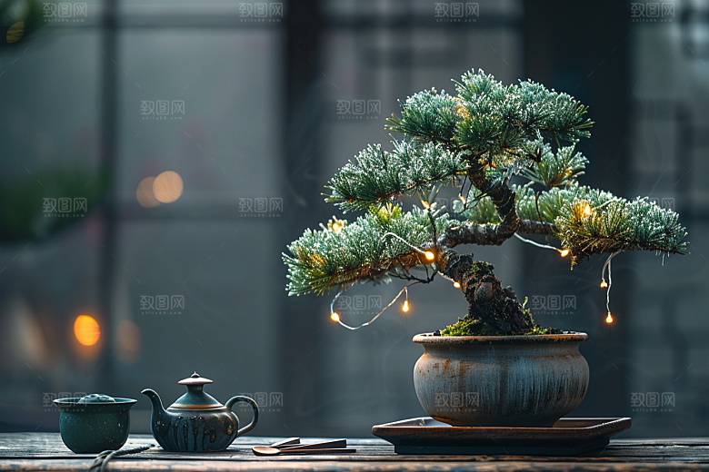 黑松盆景高清高雅摄影图