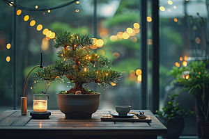 黑松盆景高清日式摄影图