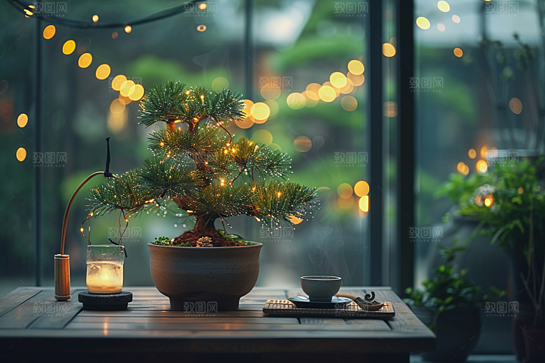黑松盆景高清日式摄影图