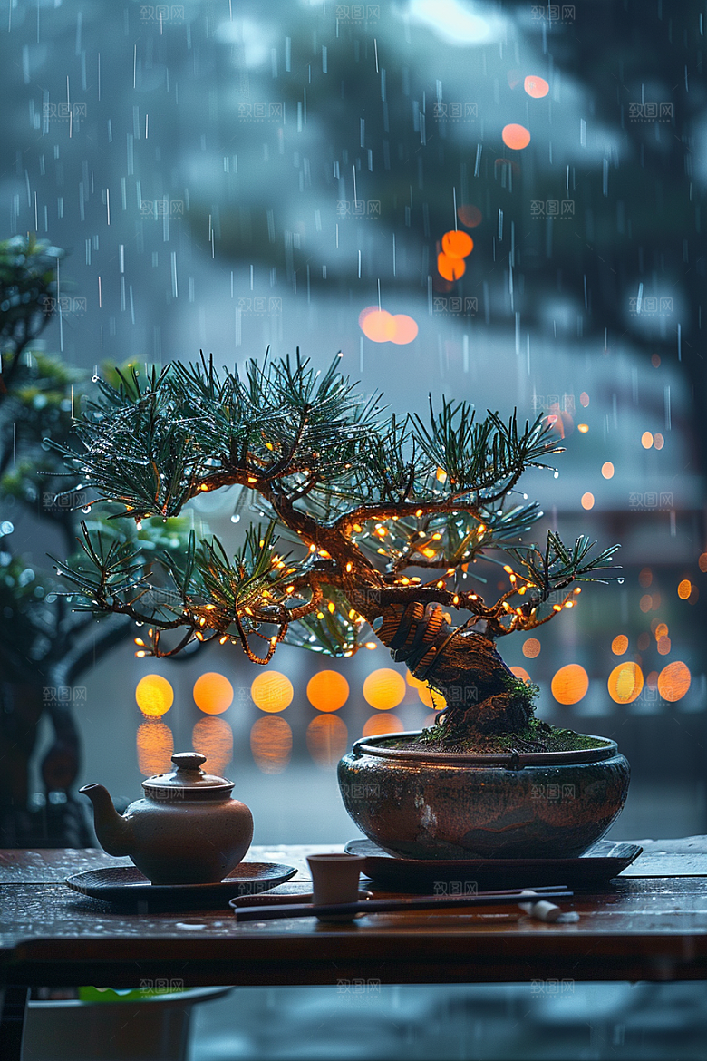 黑松盆景自然高雅摄影图