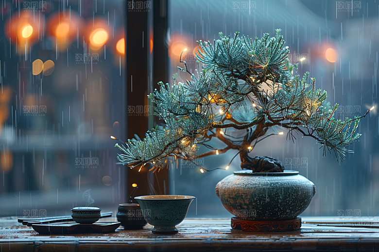 黑松盆景松树高清摄影图