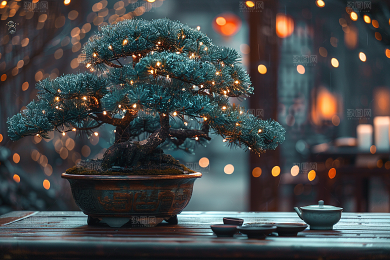 黑松盆景庭院自然摄影图