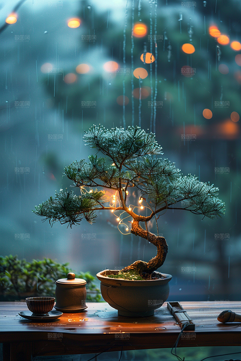 黑松盆景日式高清摄影图