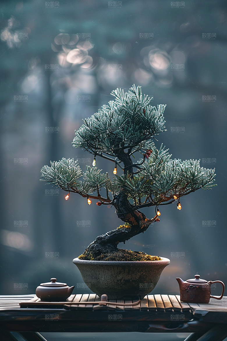 黑松盆景高雅文化摄影图