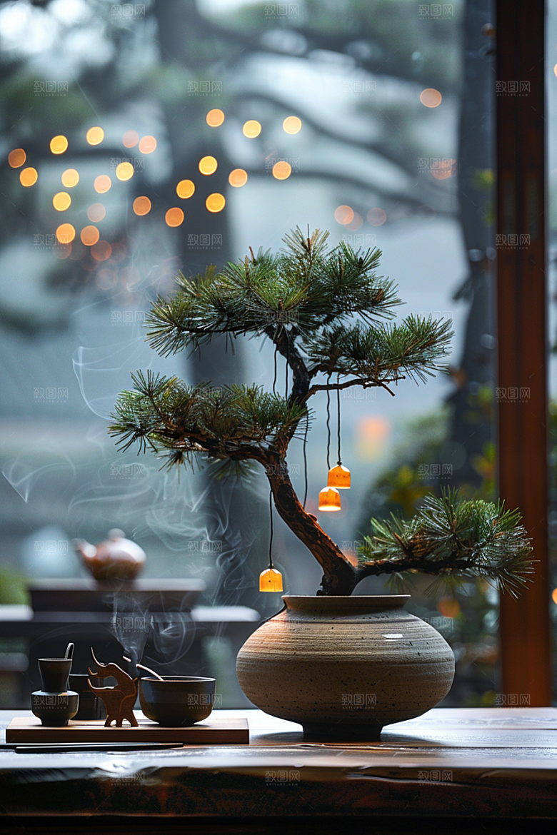 黑松盆景植物文化摄影图
