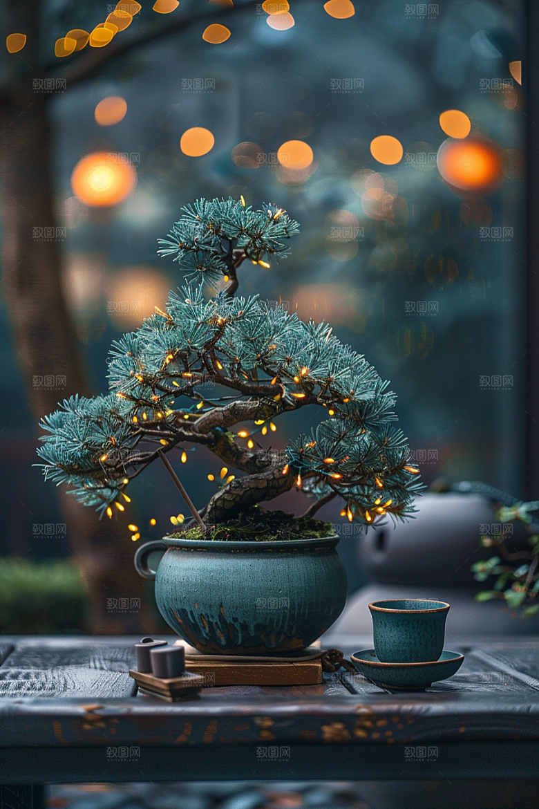 黑松盆景自然文化摄影图