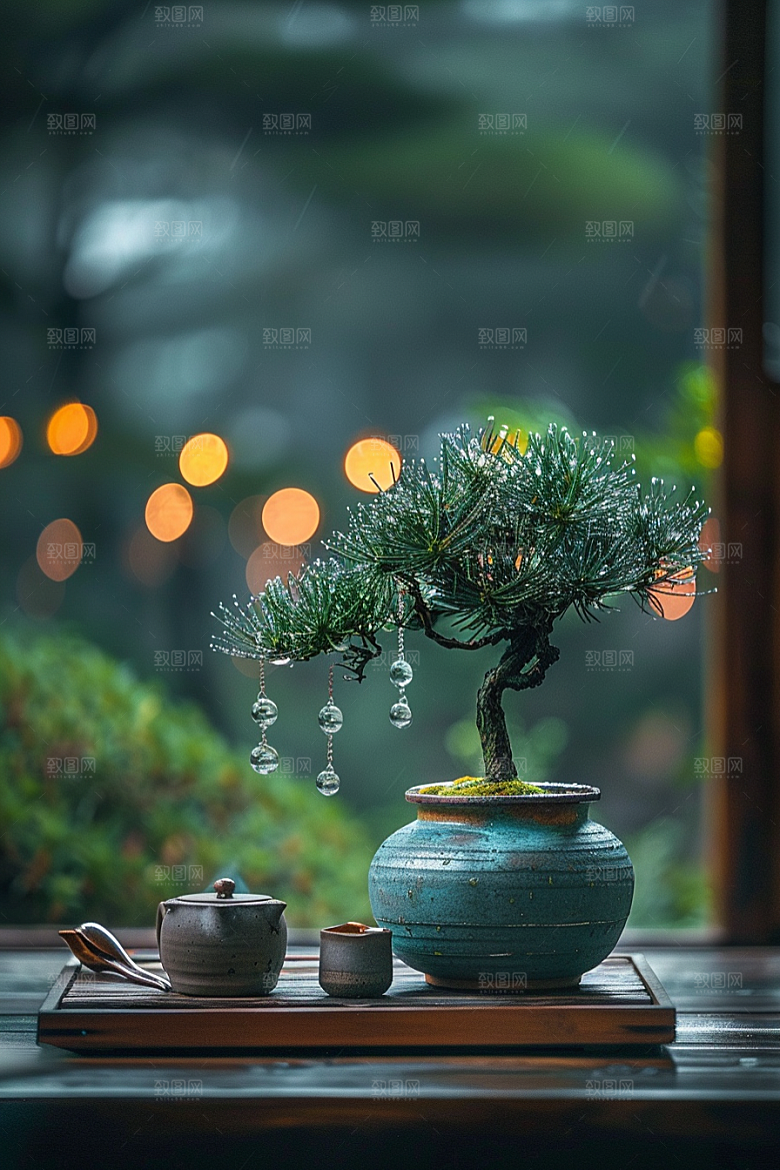黑松盆景雅致中国风摄影图