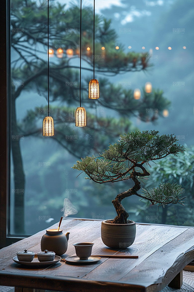 黑松盆景植物松树摄影图