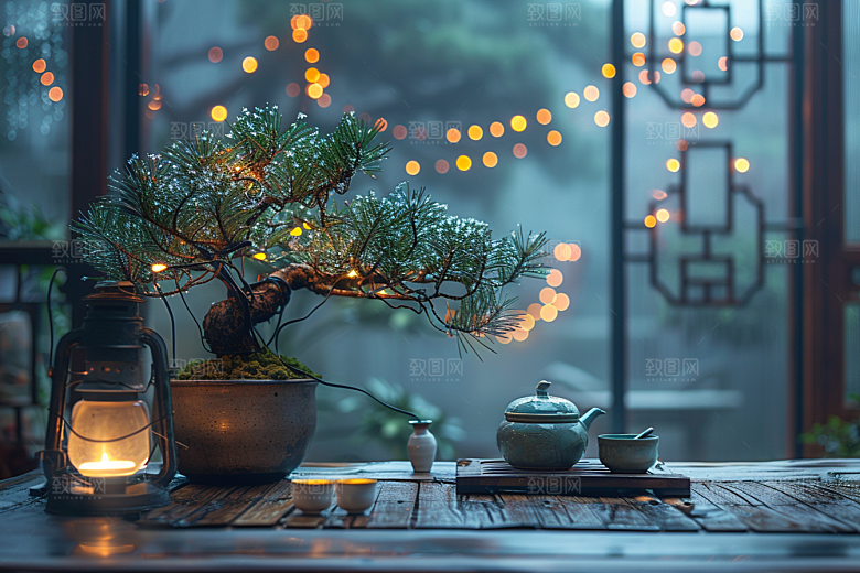 黑松盆景自然高雅摄影图