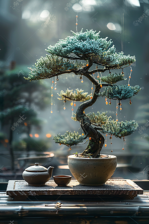 黑松盆景装饰高清摄影图