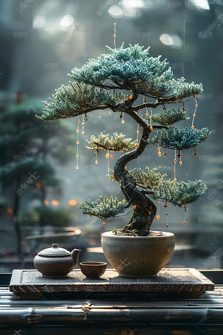 黑松盆景装饰高清摄影图