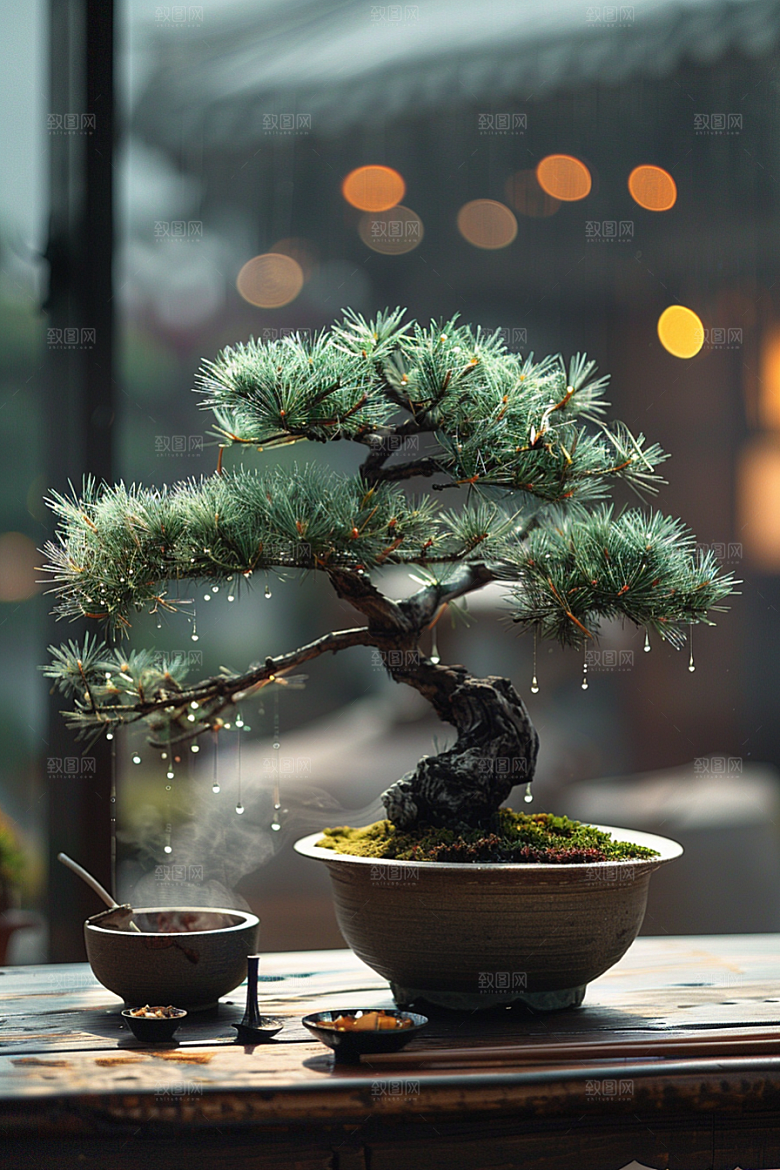 黑松盆景高清植物摄影图