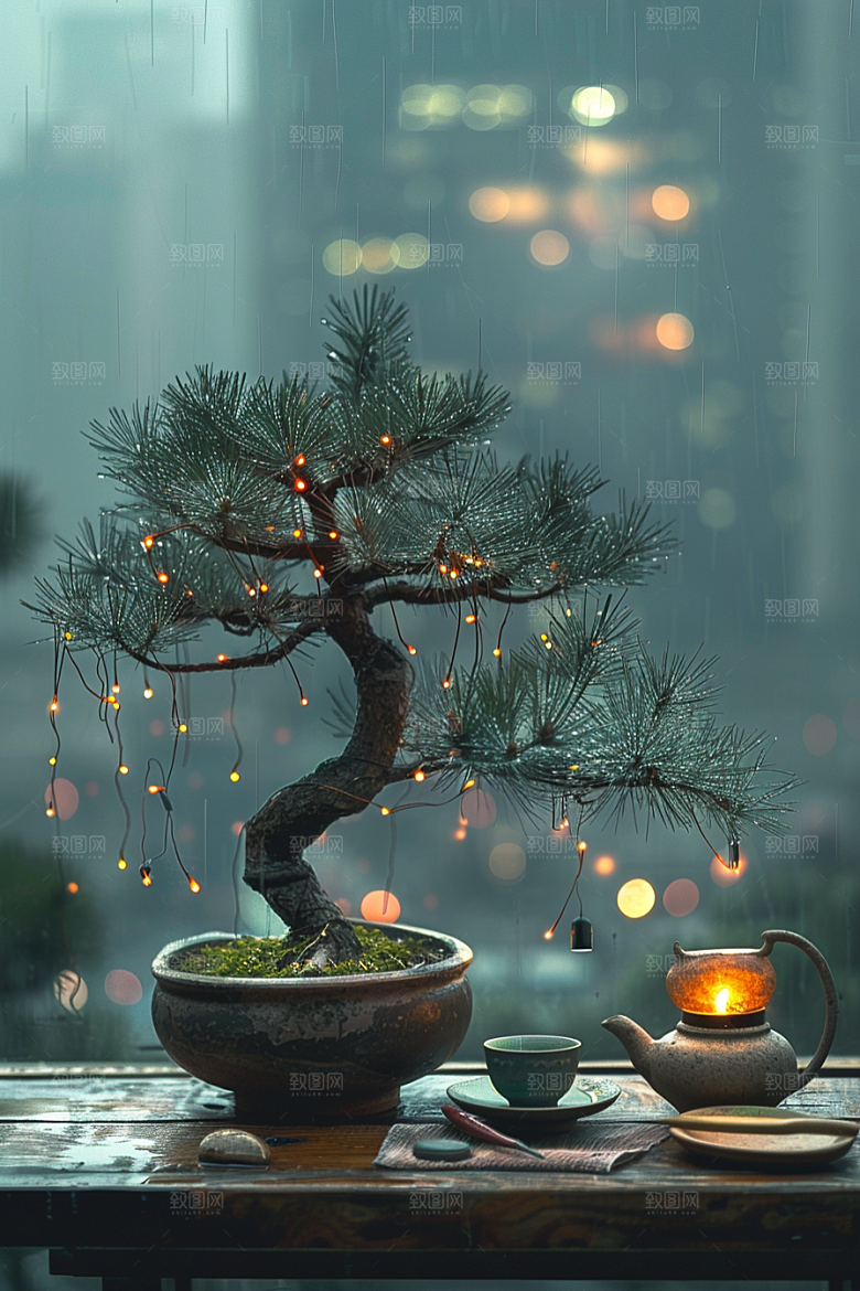 黑松盆景高清雅致摄影图