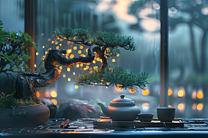 黑松盆景高清日式摄影图