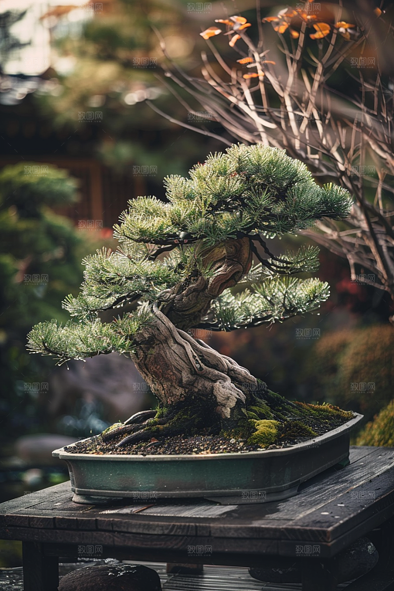 黑松盆景高雅松树摄影图