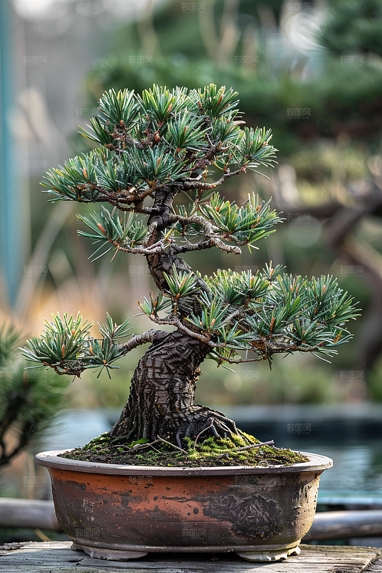 黑松盆景中国风植物摄影图