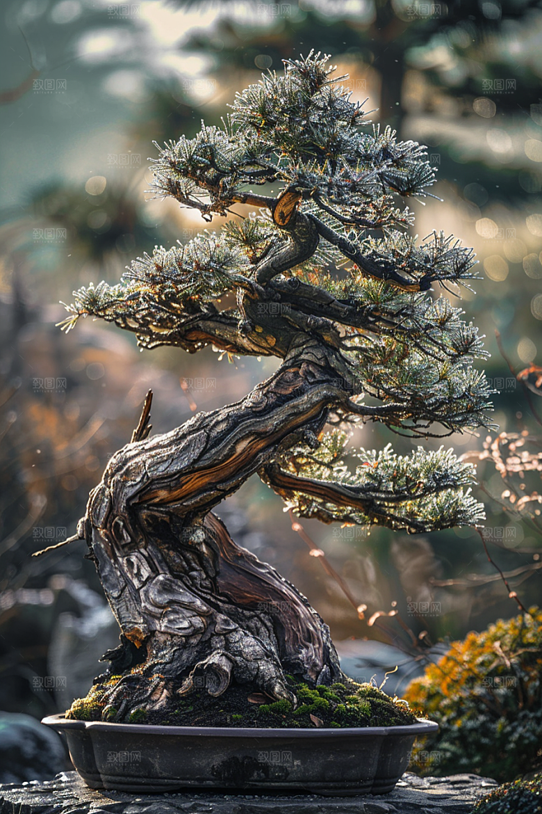黑松盆景高清植物摄影图