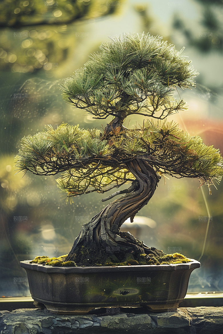 黑松盆景文化中式摄影图