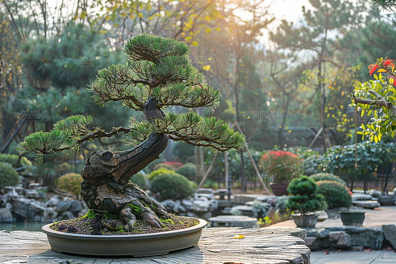 黑松盆景文化高清摄影图