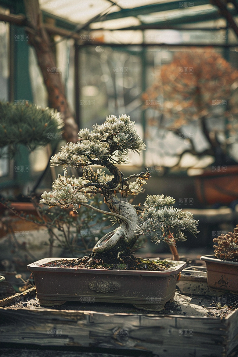 黑松盆景优雅雅致摄影图