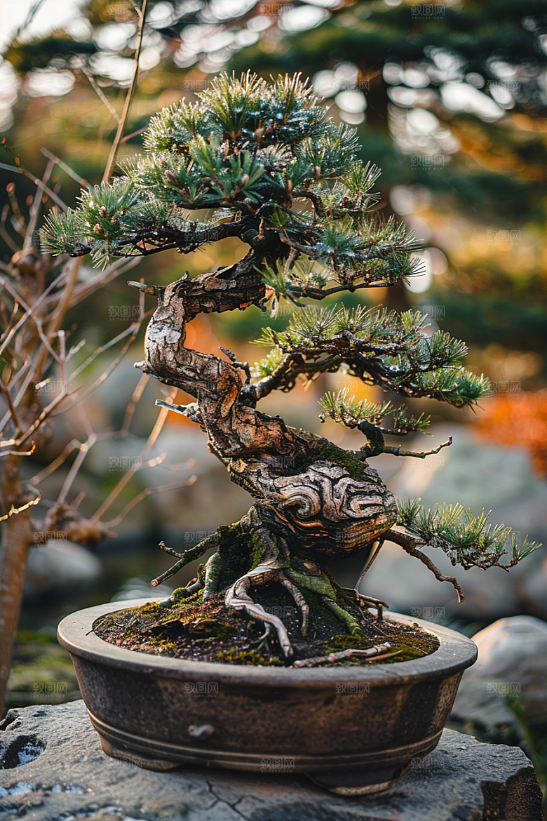 黑松盆景庭院自然摄影图