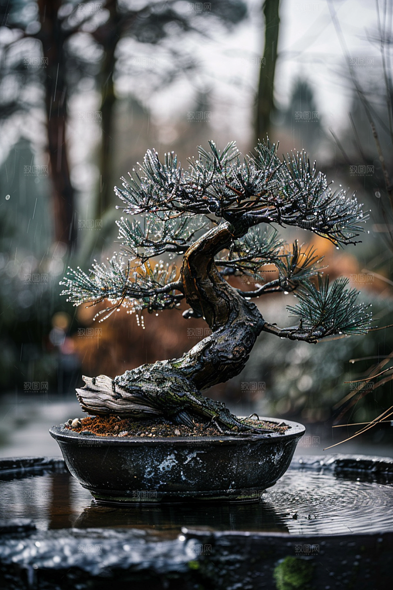 黑松盆景中国风文化摄影图