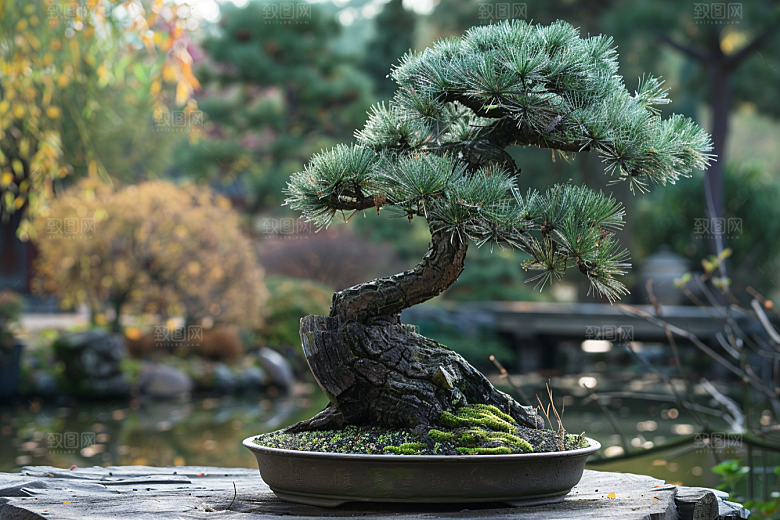 黑松盆景中国风文化摄影图
