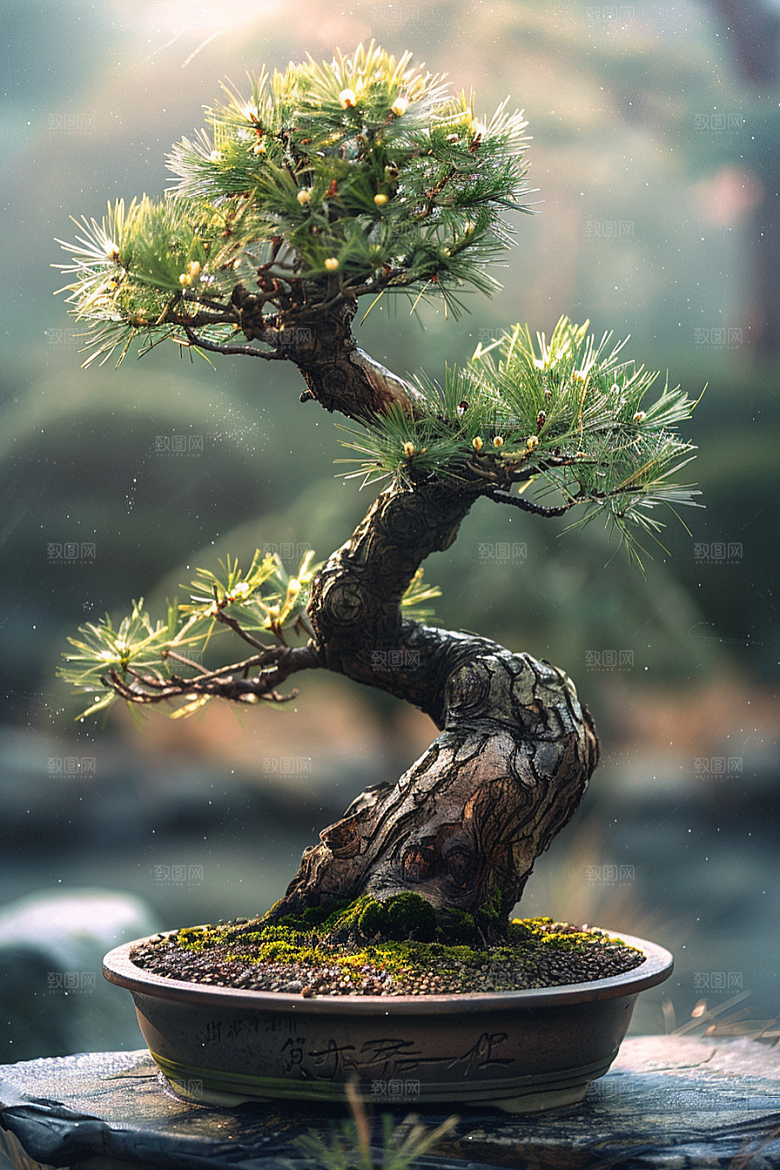 黑松盆景高雅优雅摄影图