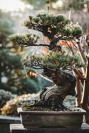 黑松盆景日式高雅摄影图