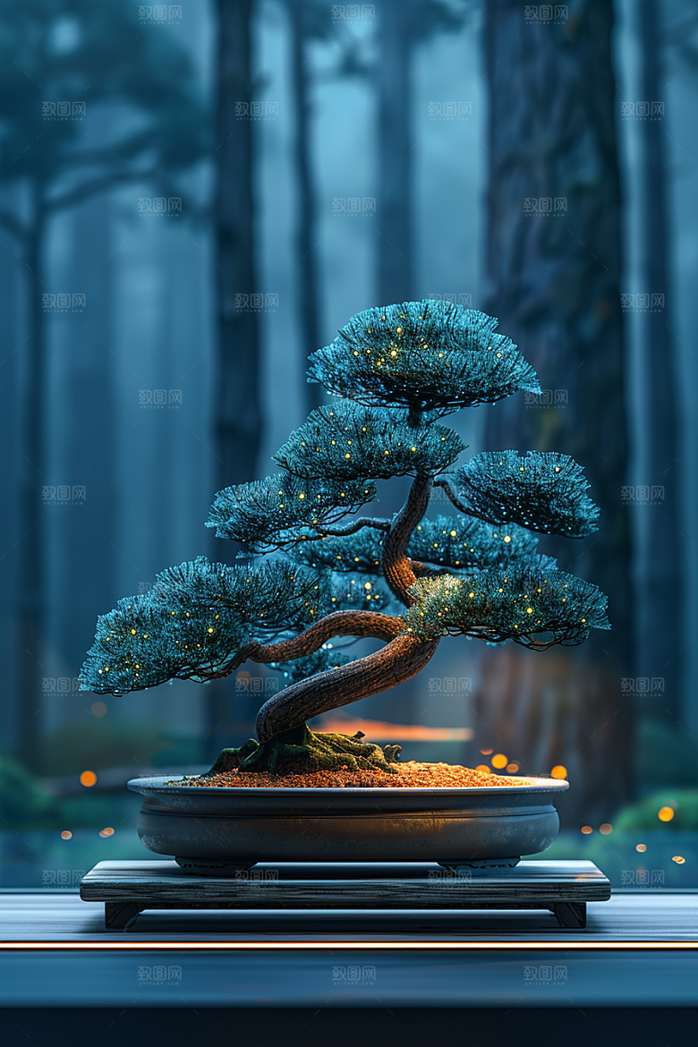黑松盆景中国风中式摄影图