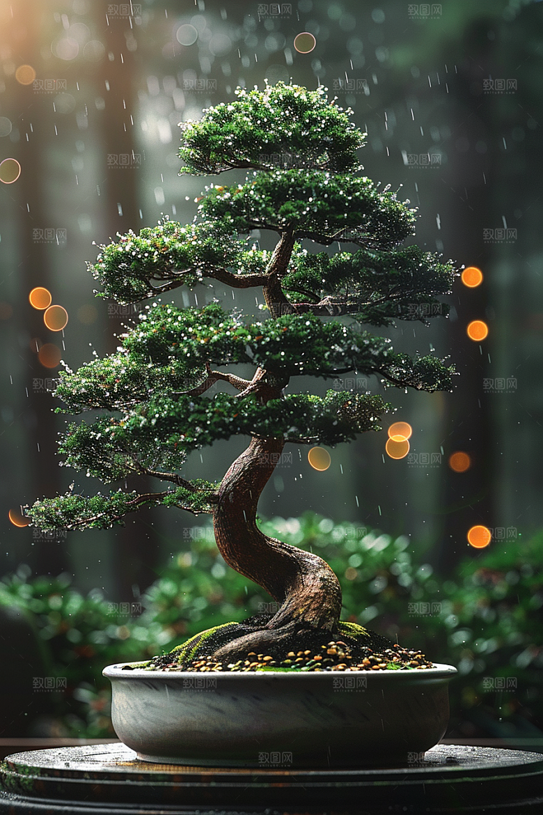 黑松盆景庭院文化摄影图
