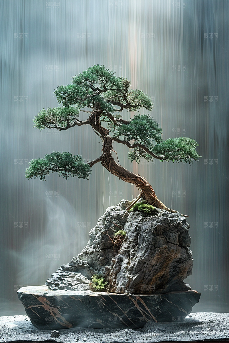 黑松盆景自然日式摄影图