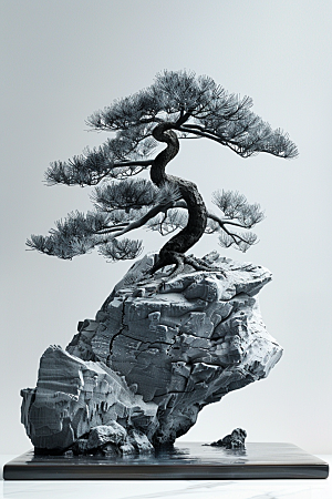 黑松盆景松树高雅摄影图