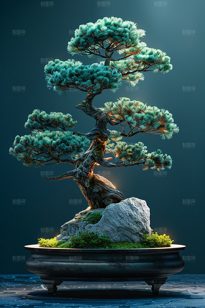 黑松盆景高清自然摄影图
