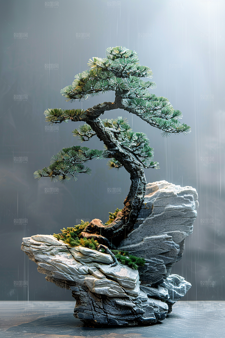 黑松盆景装饰中国风摄影图