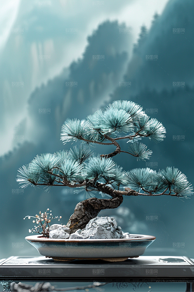 黑松盆景松树文化摄影图