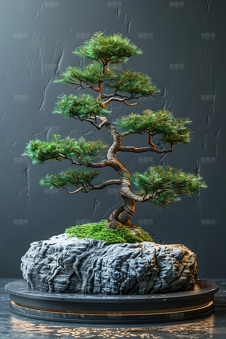 黑松盆景中国风植物摄影图