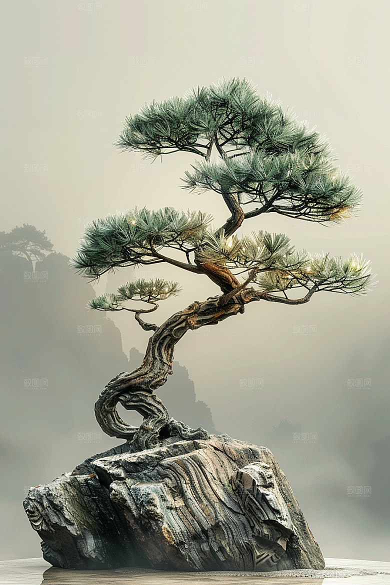 黑松盆景庭院自然摄影图