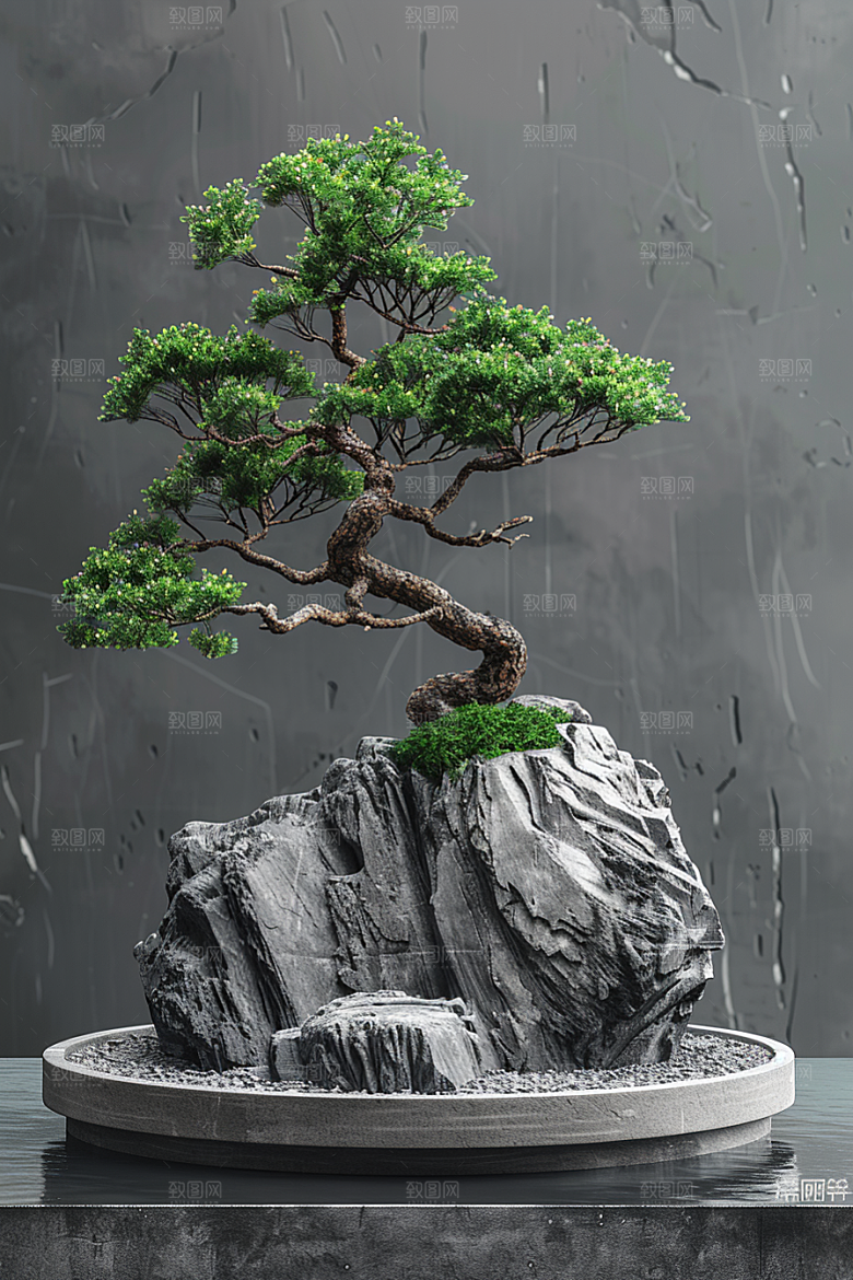 黑松盆景雅致装饰摄影图