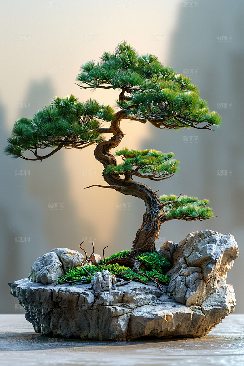 黑松盆景高雅自然摄影图