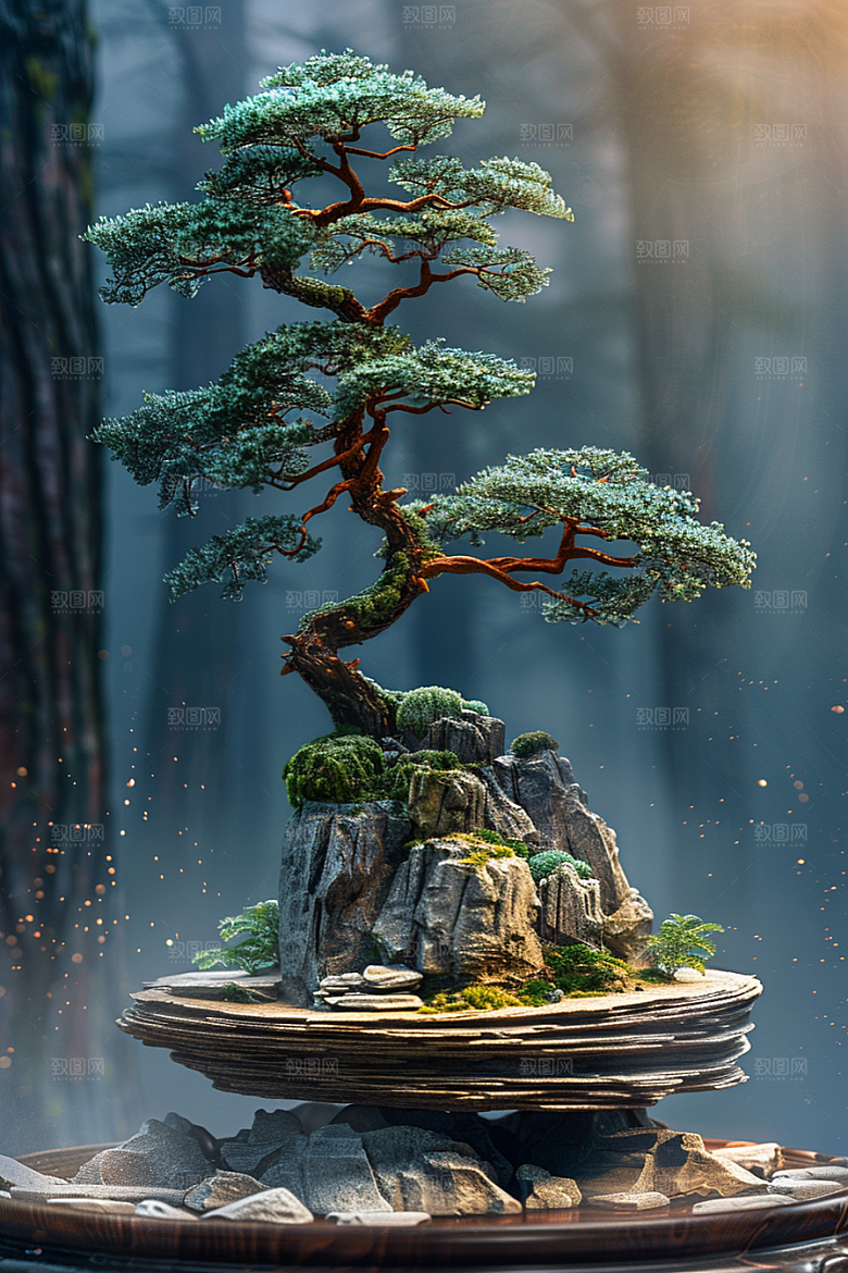 黑松盆景文化日式摄影图