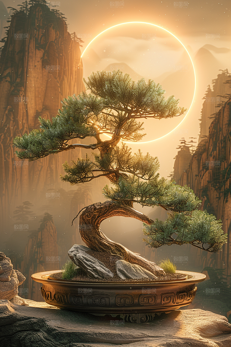 黑松盆景文化高清摄影图