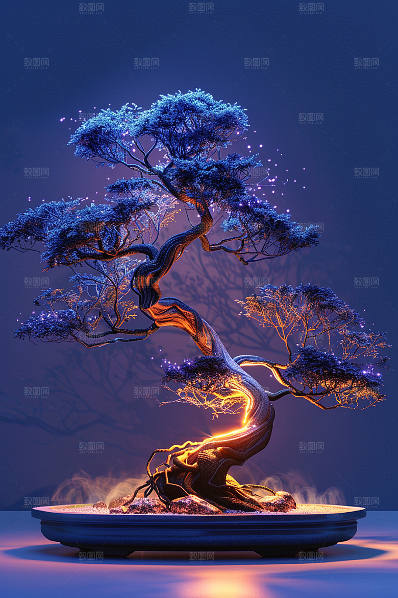 黑松盆景中国风雅致摄影图