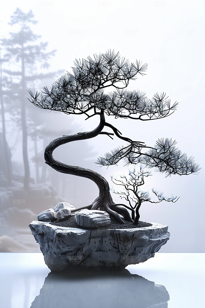 黑松盆景优雅高清摄影图