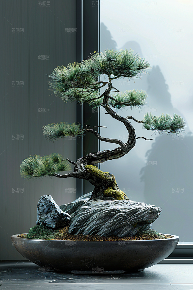 黑松盆景高清高雅摄影图