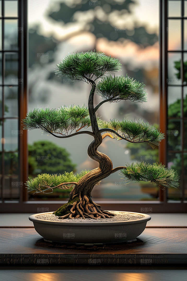 黑松盆景高雅高清摄影图