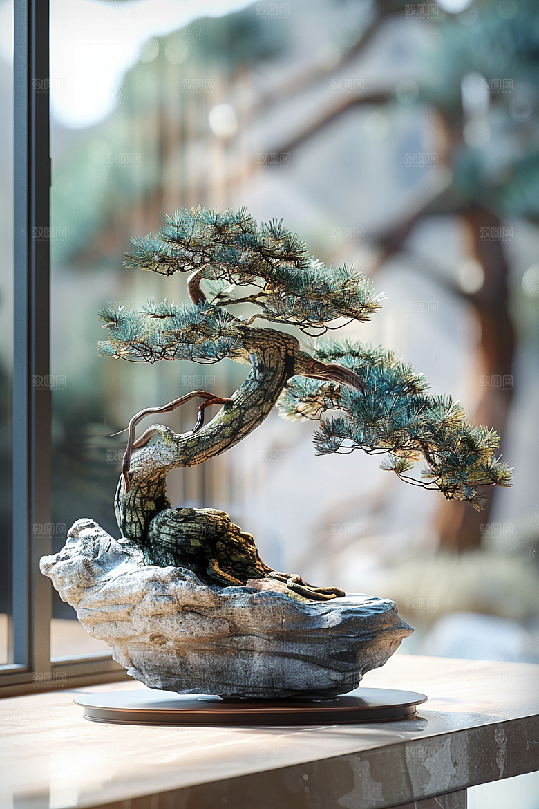 黑松盆景雅致中国风摄影图