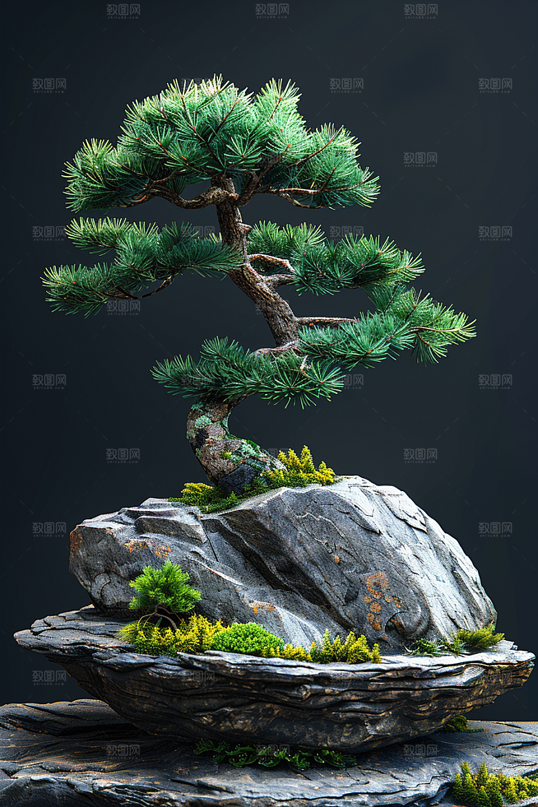 黑松盆景文化雅致摄影图
