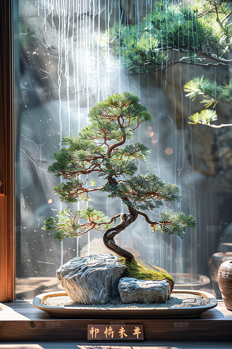 黑松盆景中国风中式摄影图